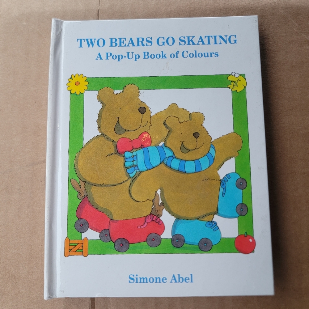 Two Bears Go Skating Simone Abel Vintage kids pop-up books 90s. NOS!